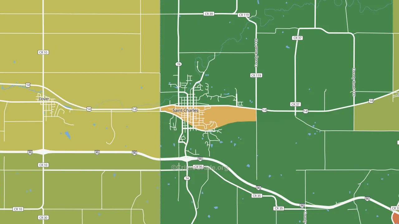 St. Charles, MN Map of Robbery Rates