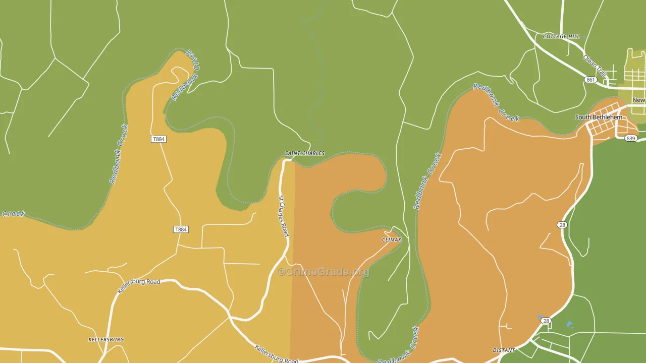 St. Charles, PA Map of Robbery Rates