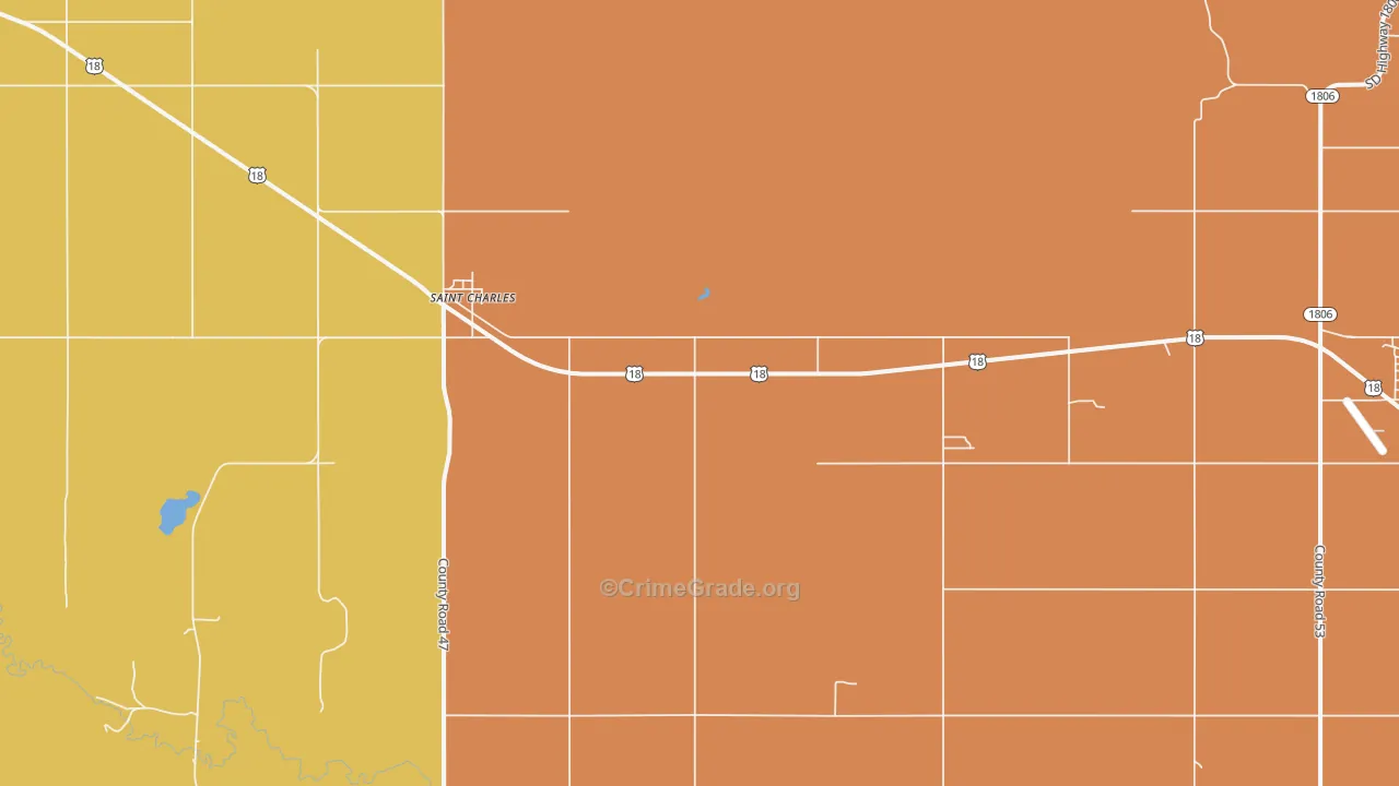 St. Charles, SD Map of Robbery Rates