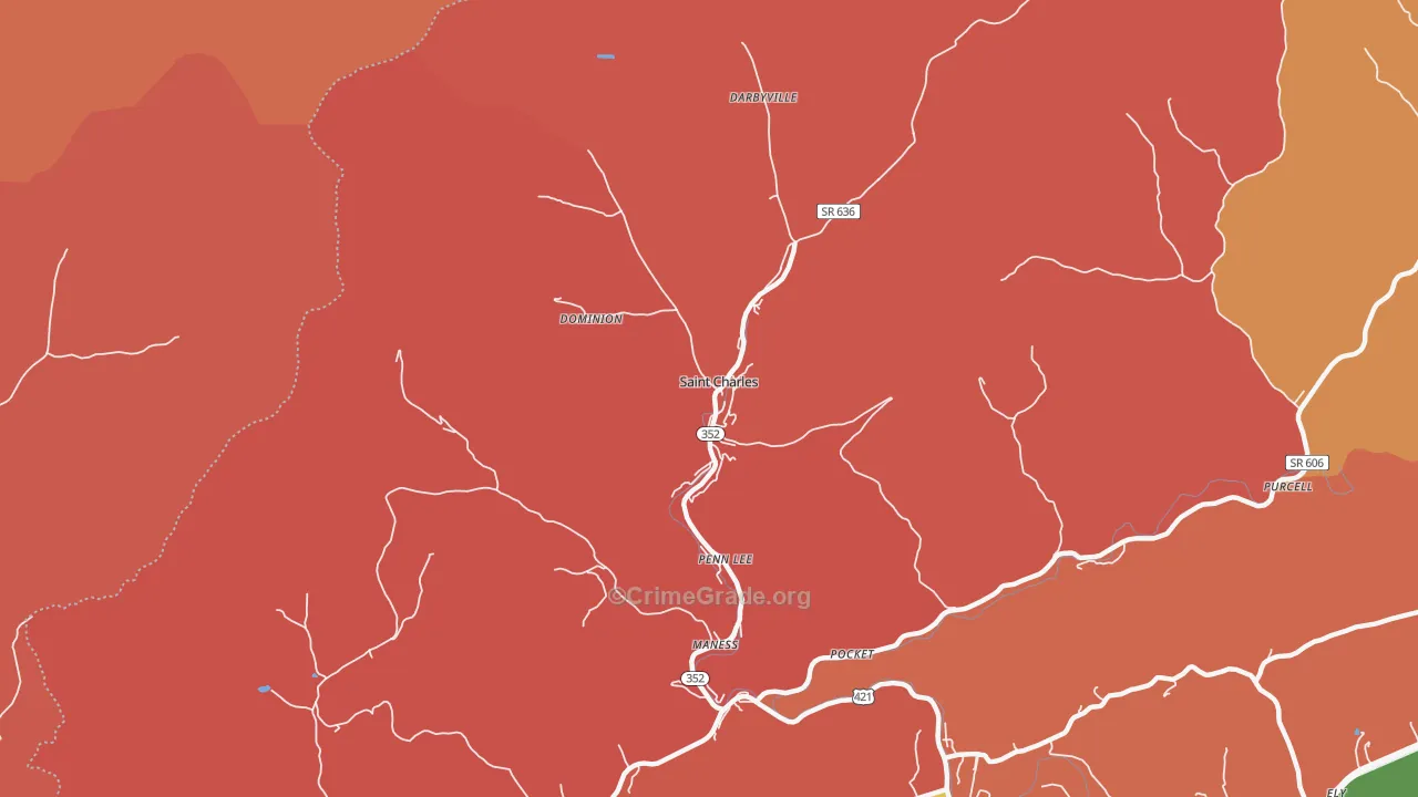 St. Charles, VA Map of Robbery Rates