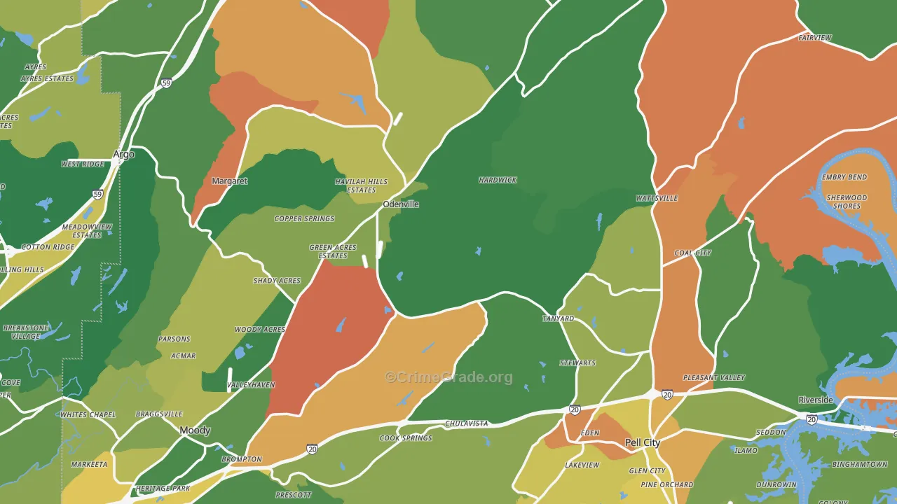 St. Clair County, AL Map of Robbery Rates