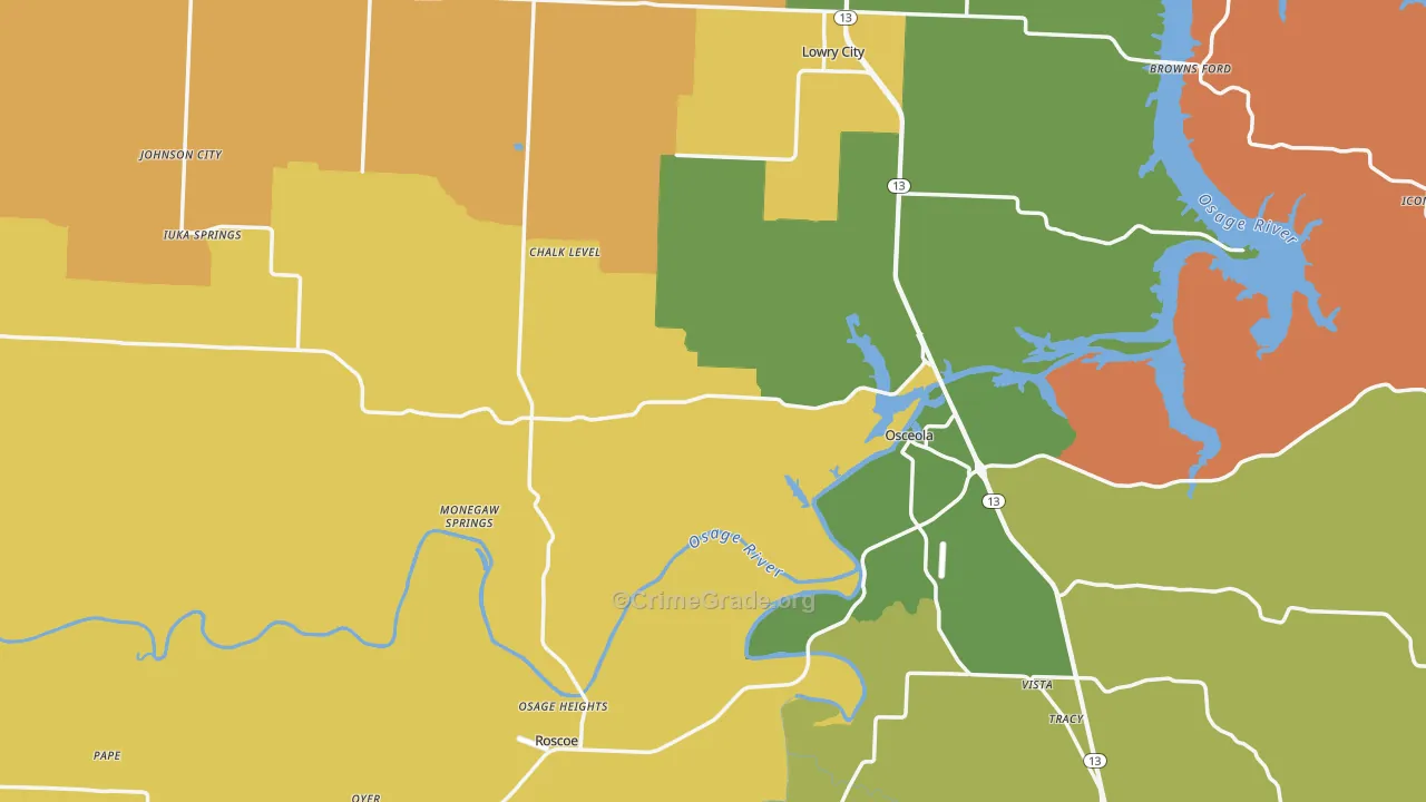 St. Clair County, MO Map of Robbery Rates