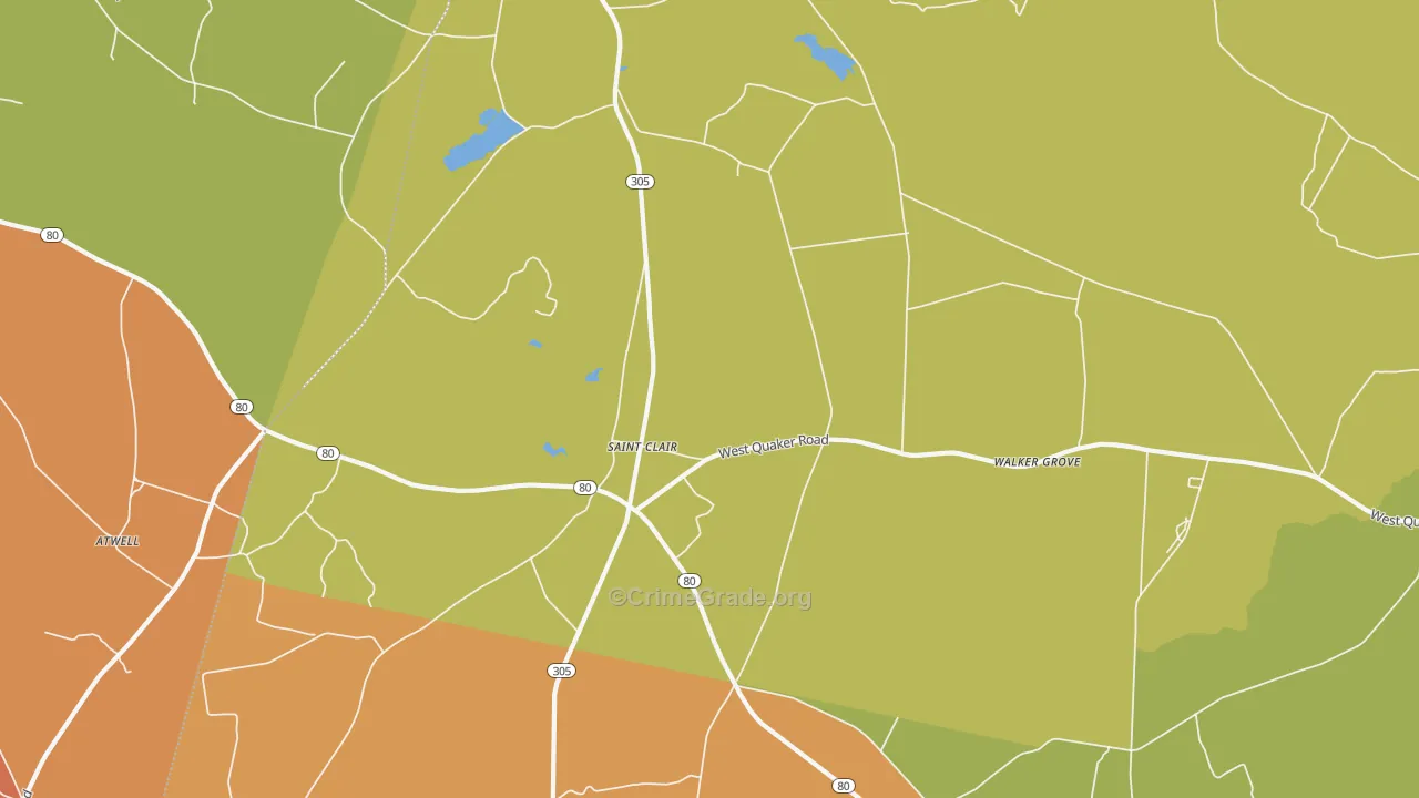 St. Clair, GA Map of Robbery Rates