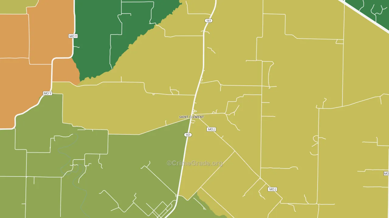 St. Clement, MO Map of Robbery Rates