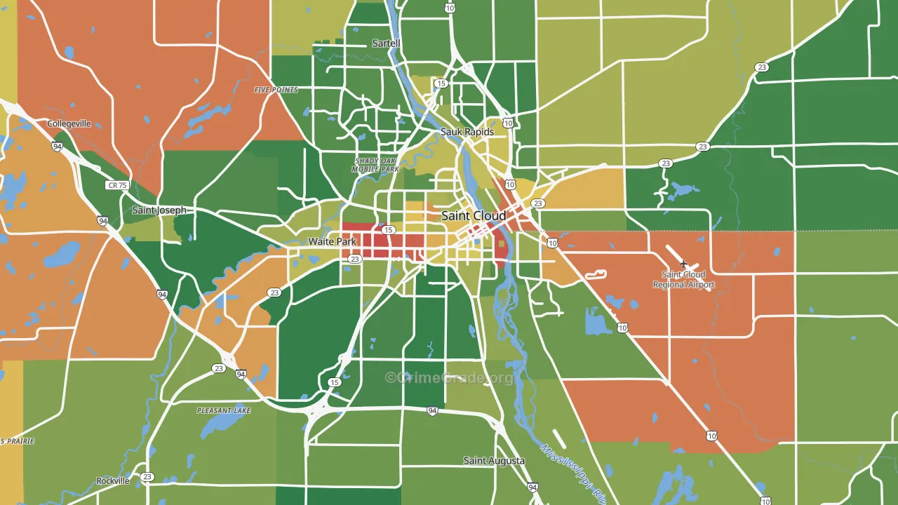 St. Cloud, MN Map of Robbery Rates