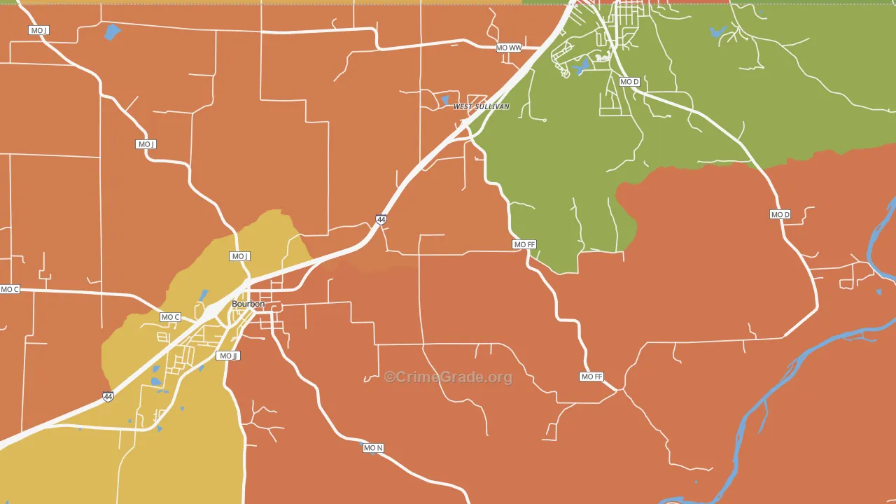 St. Cloud, MO Map of Robbery Rates