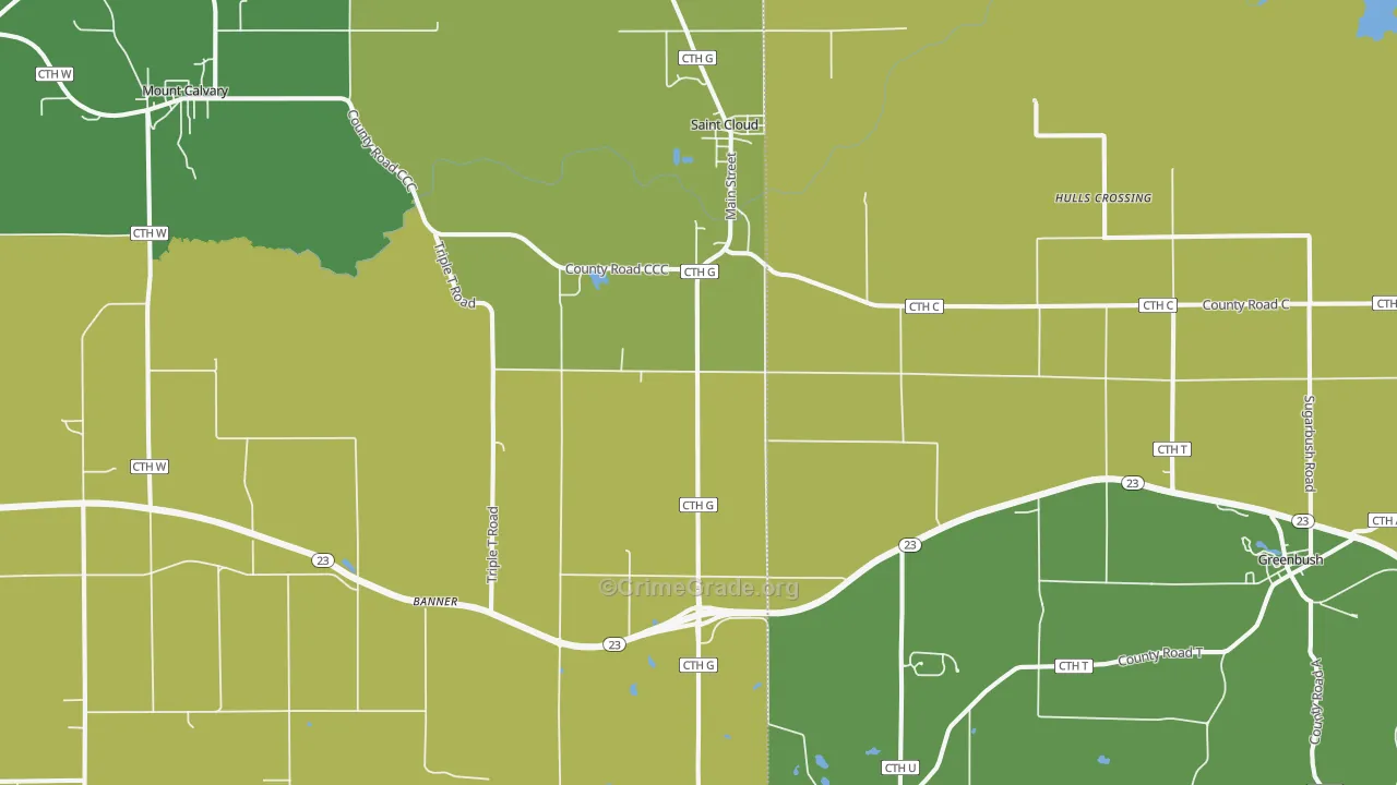 St. Cloud, WI Map of Robbery Rates