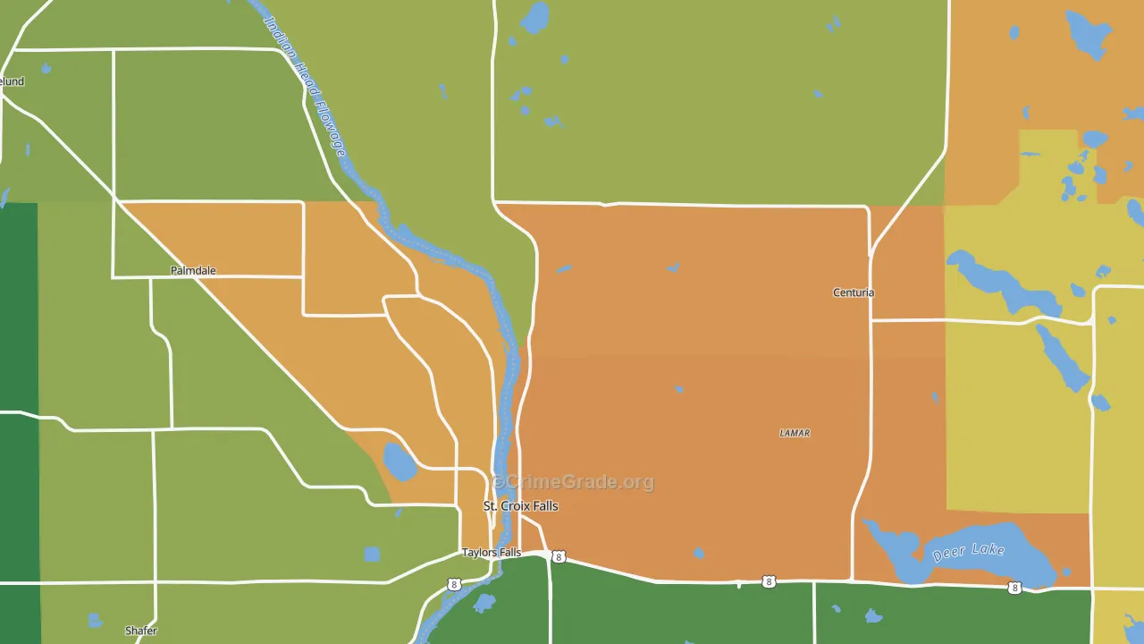 St. Croix Falls, WI Map of Robbery Rates