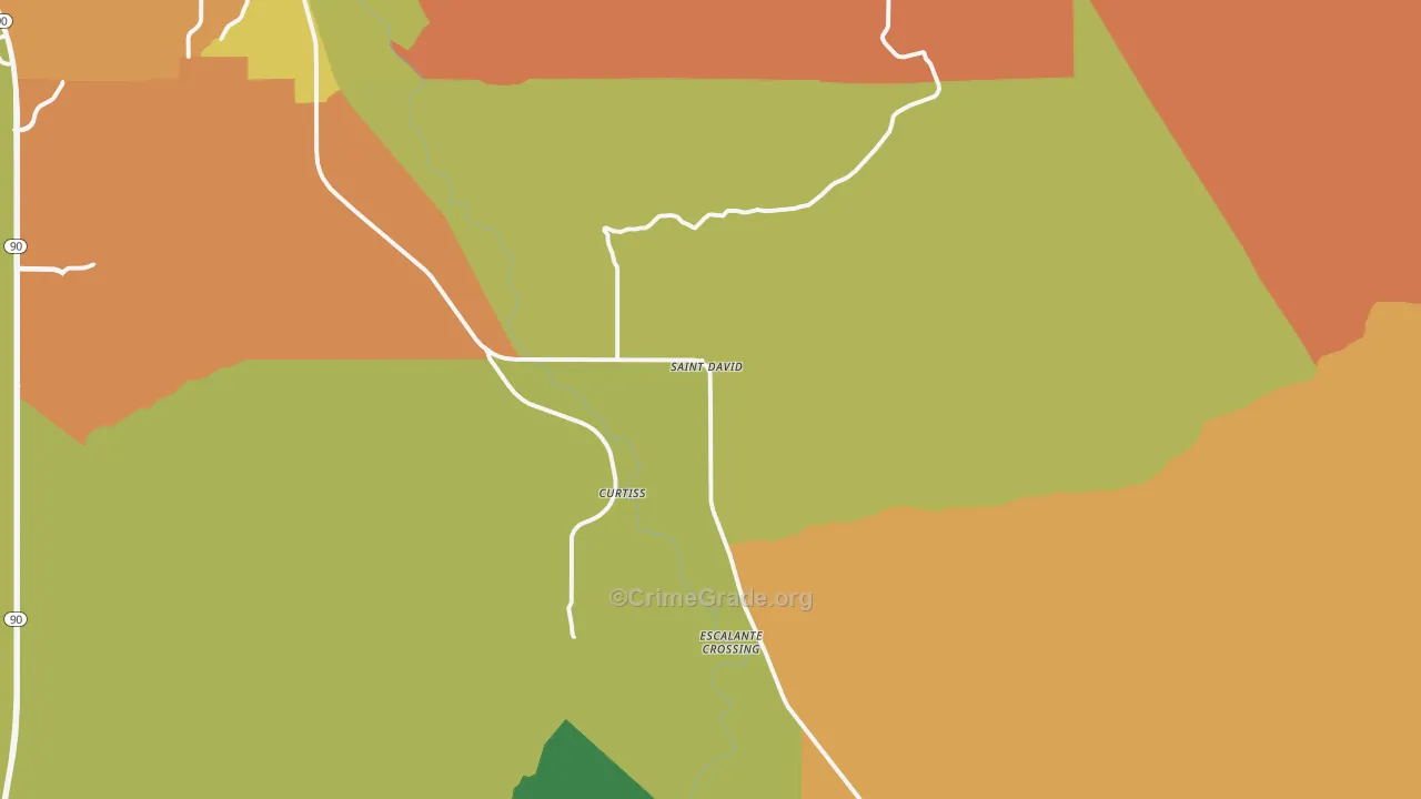 St. David, AZ Map of Robbery Rates