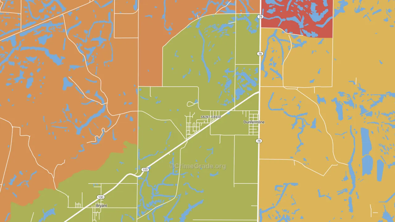 St. David, IL Map of Robbery Rates