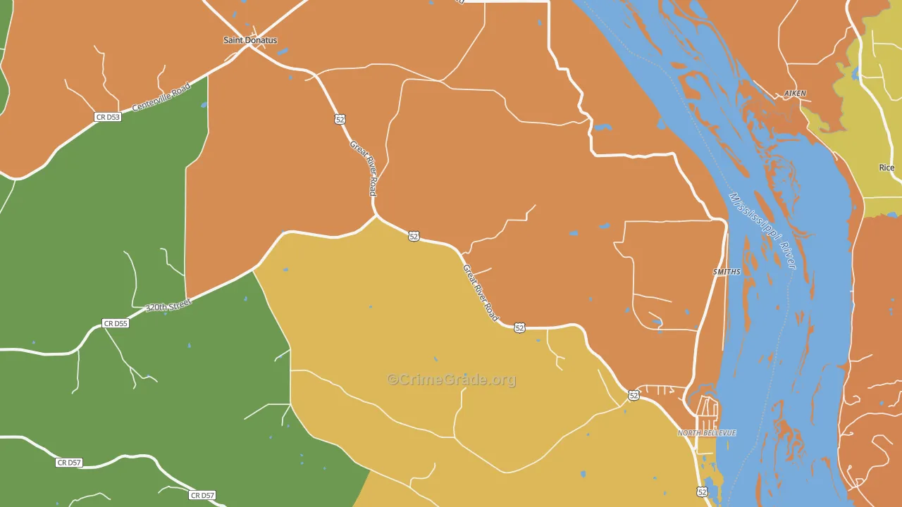 St. Donatus, IA Map of Robbery Rates