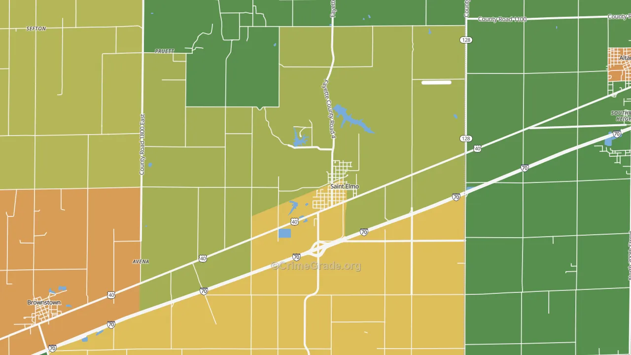 St. Elmo, IL Map of Robbery Rates