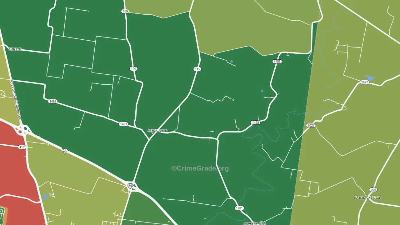 St. Elmo, KY Map of Robbery Rates