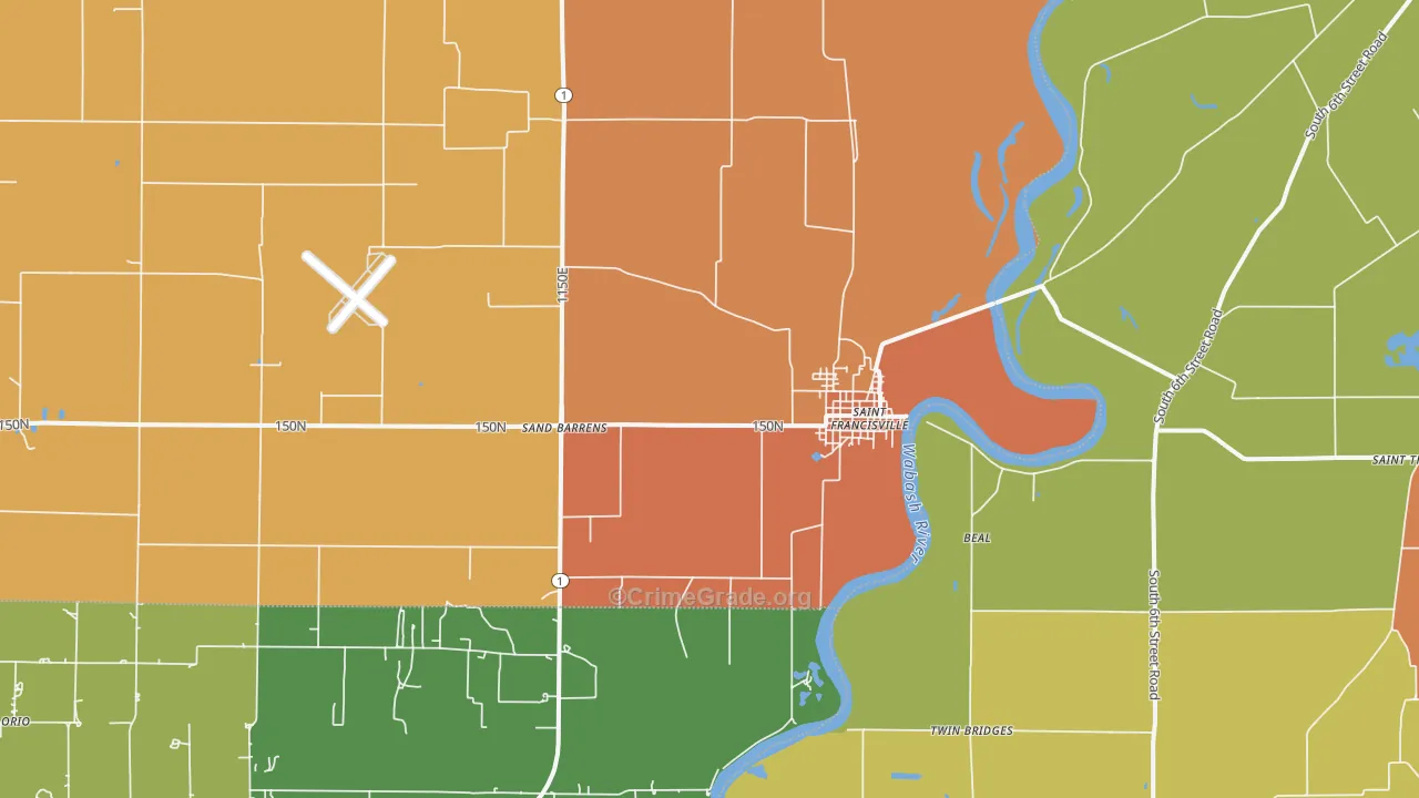 St. Francisville, IL Map of Robbery Rates