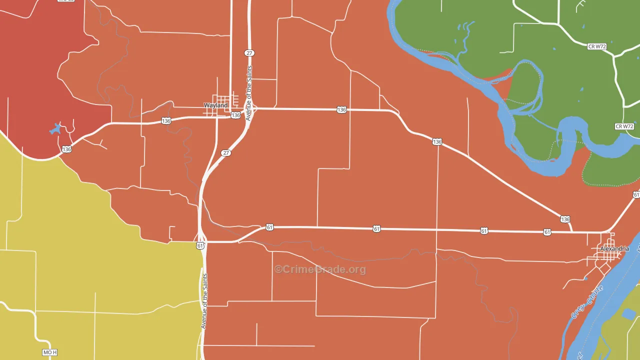 St. Francisville, MO Map of Robbery Rates