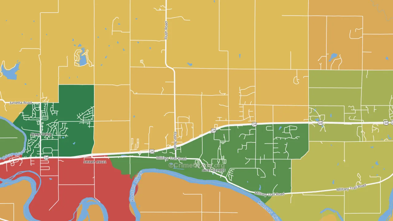 St. George, KS Map of Robbery Rates