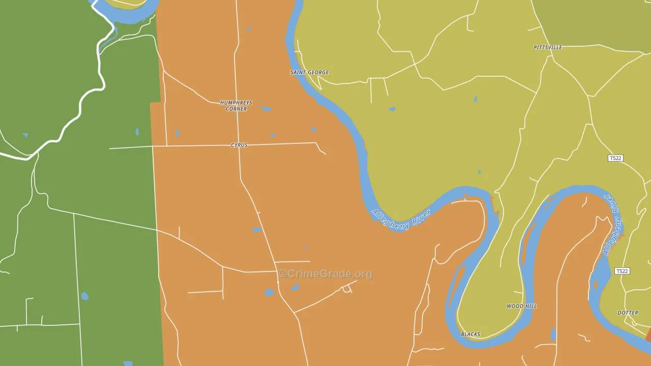 St. George, PA Map of Robbery Rates