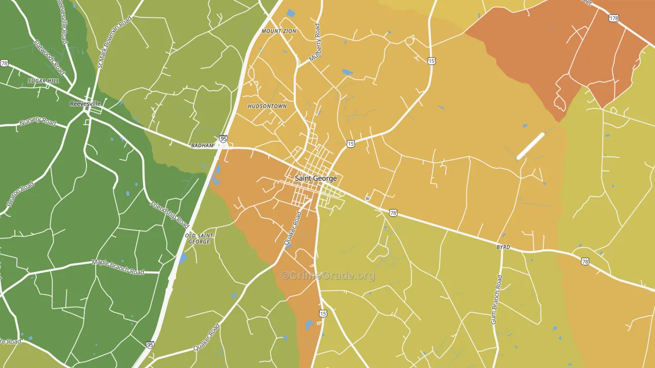 St. George, SC Map of Robbery Rates