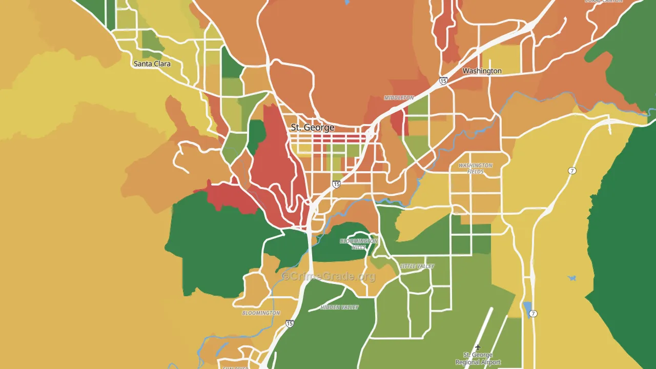 St. George, UT Map of Robbery Rates