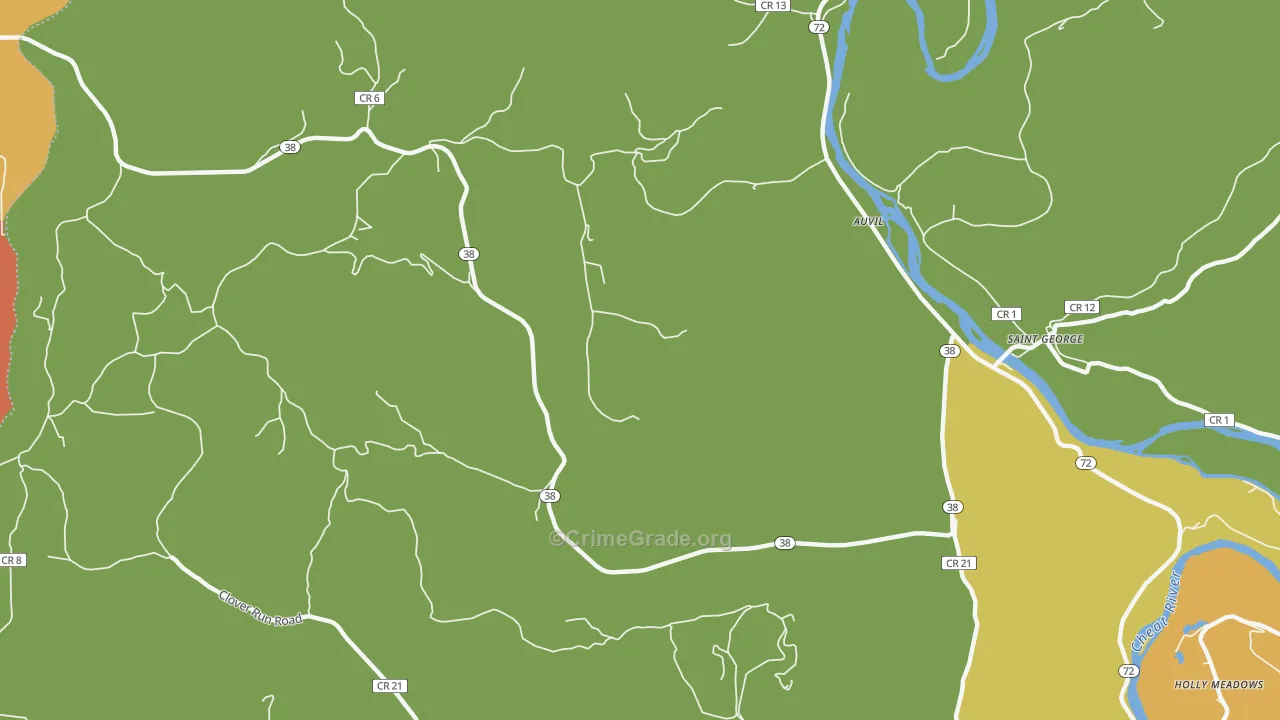 St. George, WV Map of Robbery Rates