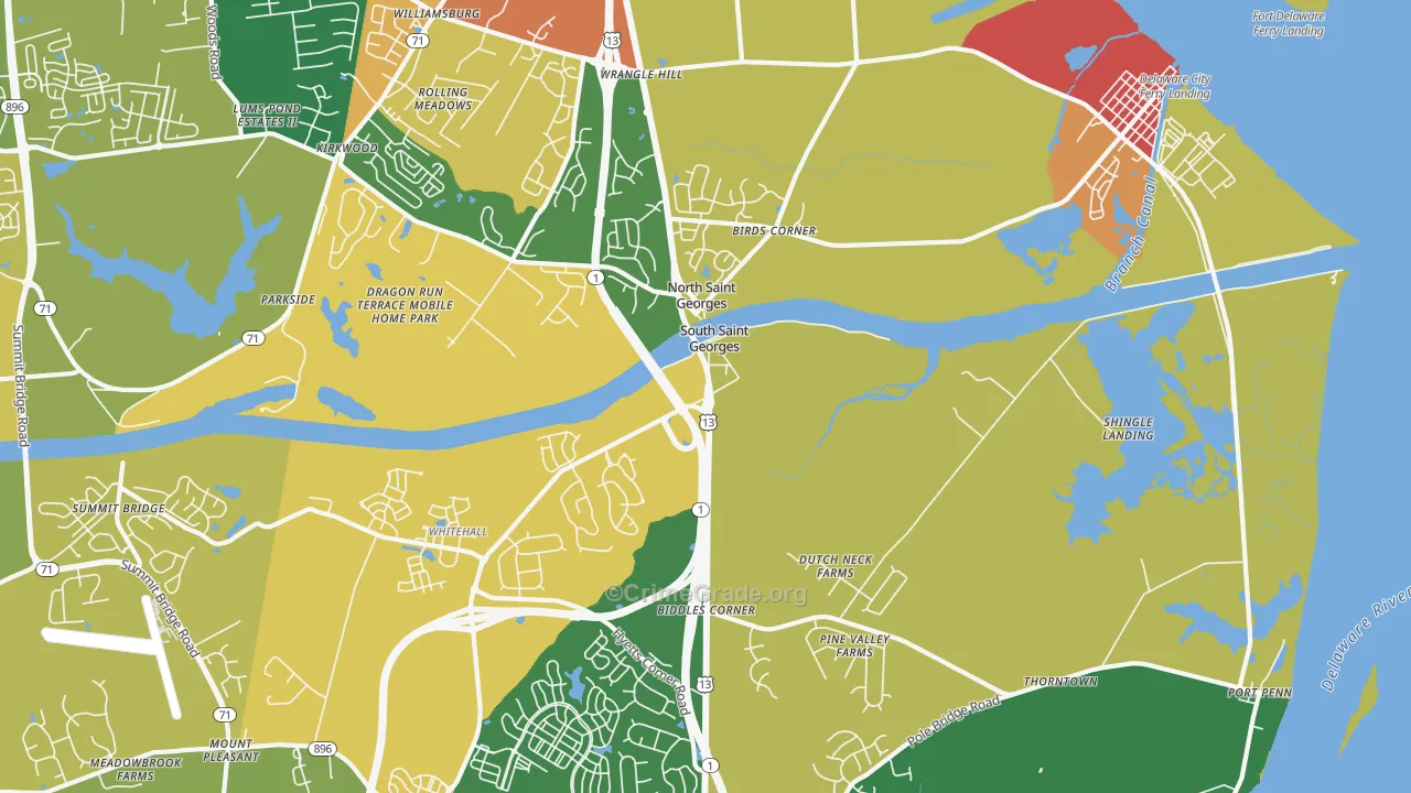 St. Georges, DE Map of Robbery Rates