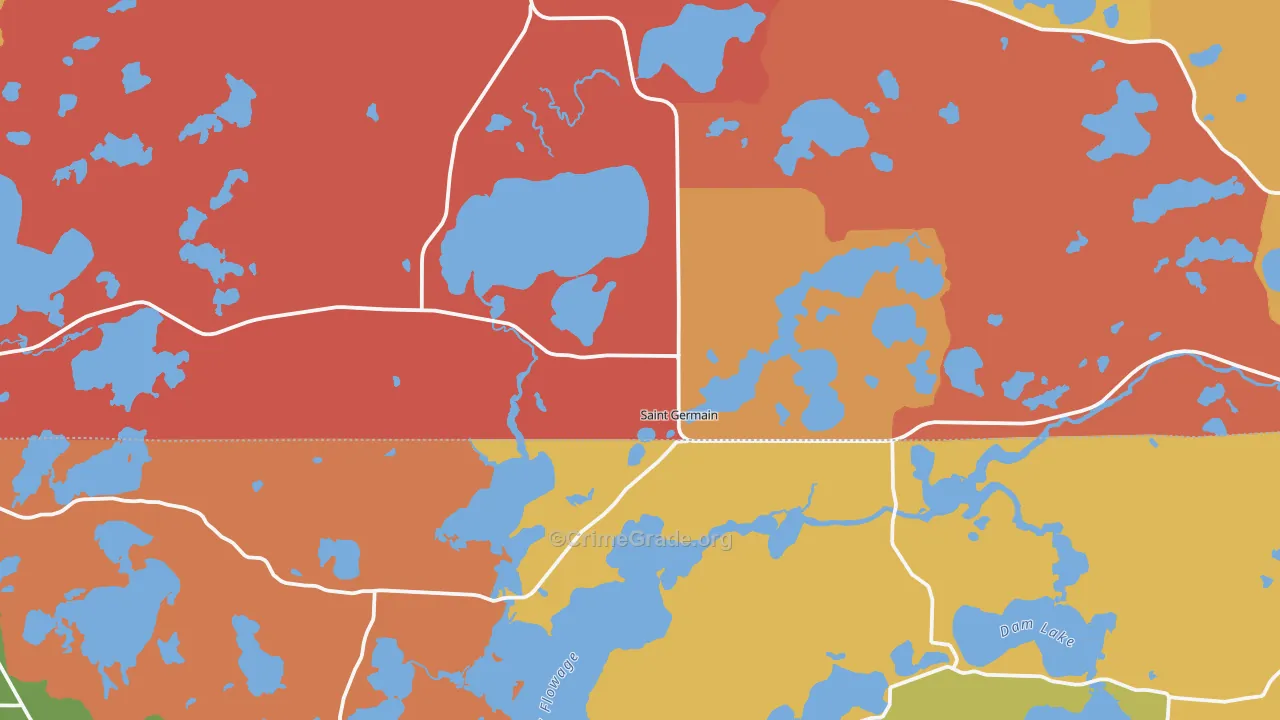 St. Germain, WI Map of Robbery Rates