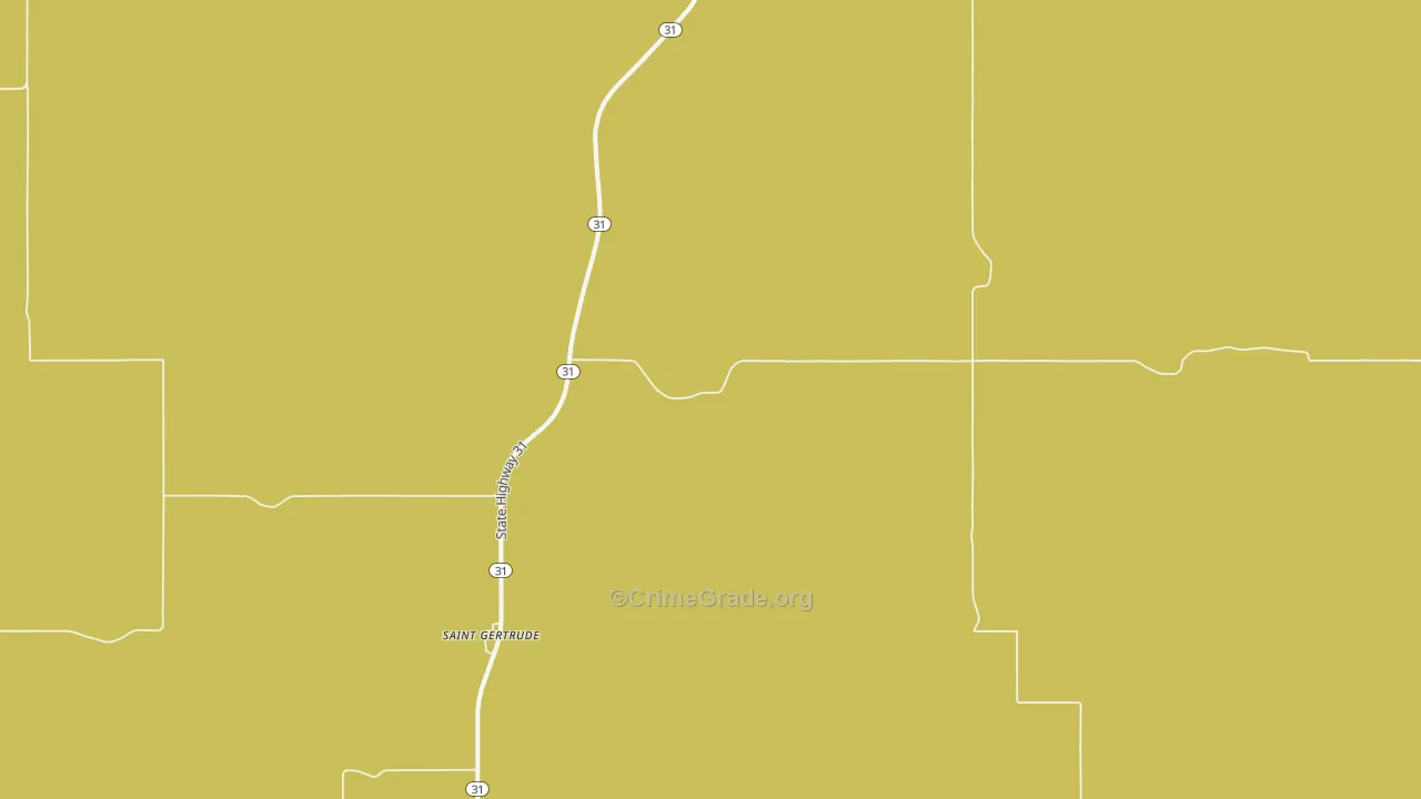 St. Gertrude, ND Map of Robbery Rates