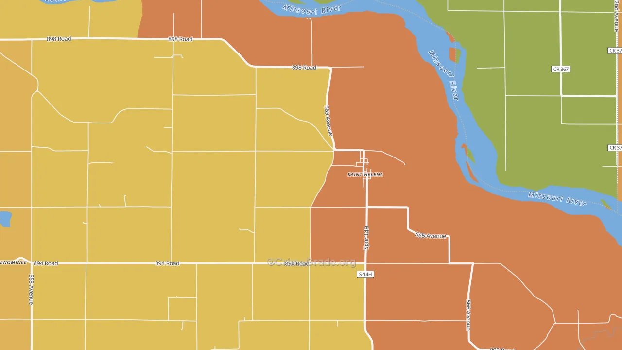 St. Helena, NE Map of Robbery Rates