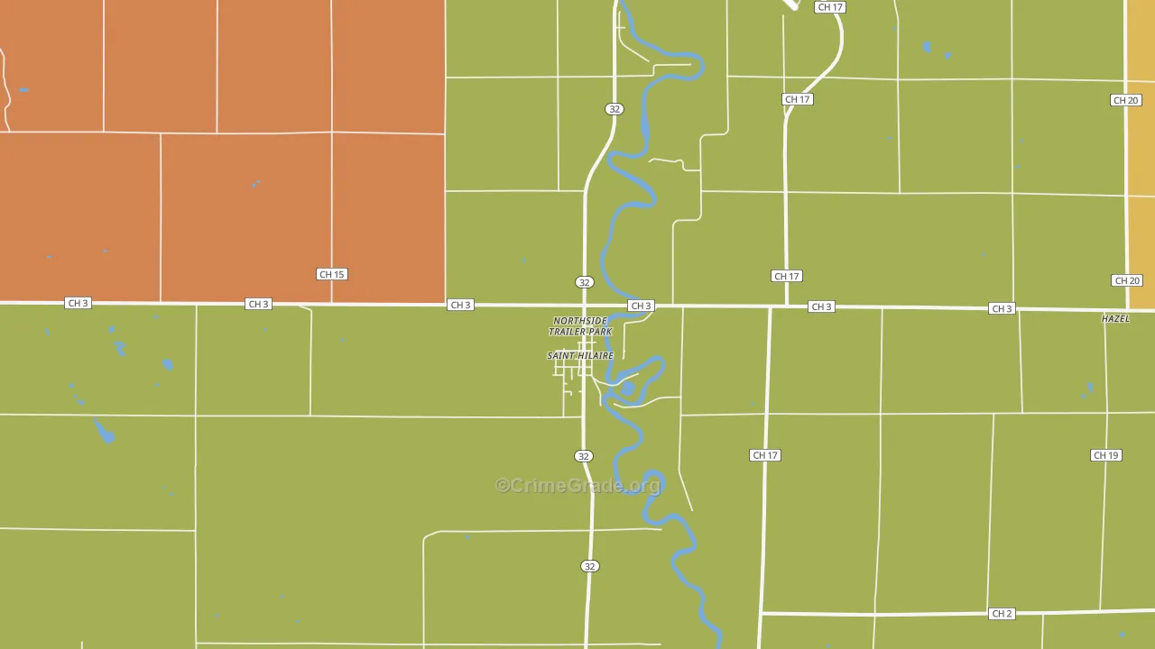 St. Hilaire, MN Map of Robbery Rates