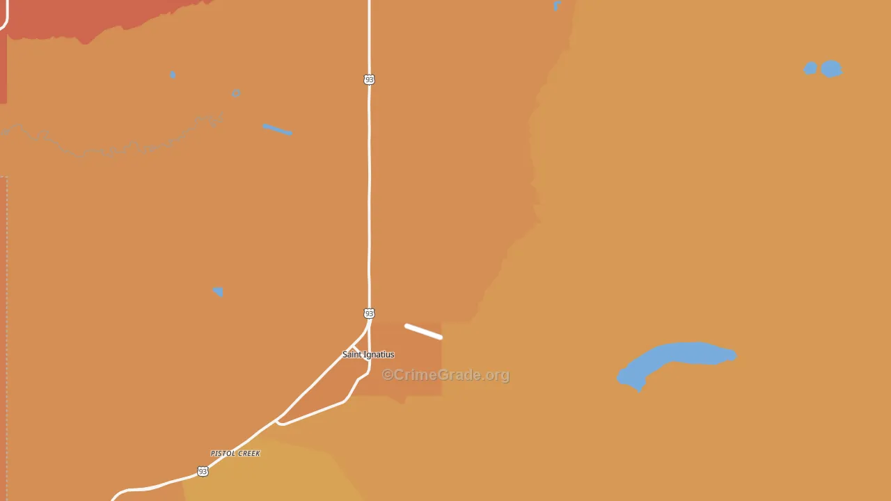 St. Ignatius, MT Map of Robbery Rates