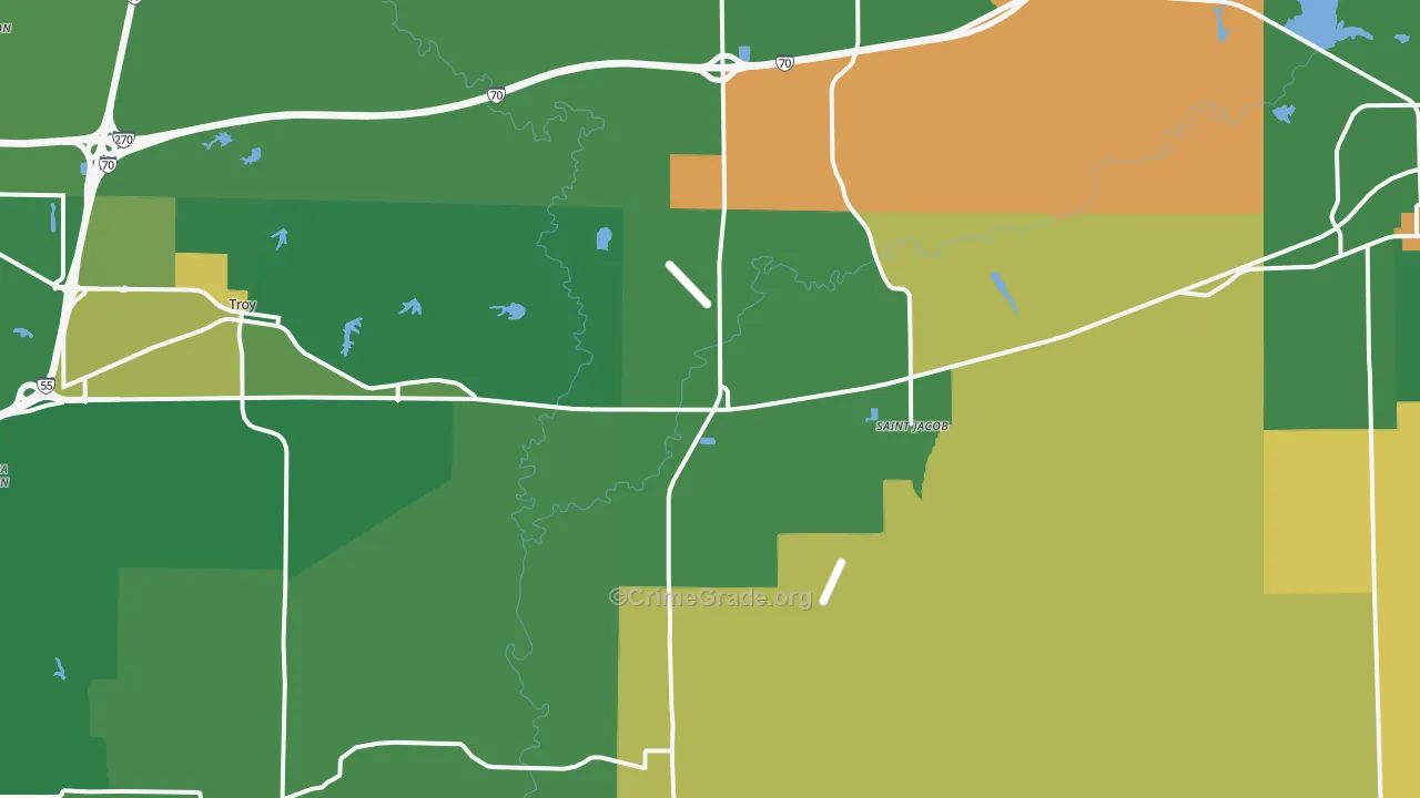 St. Jacob, IL Map of Robbery Rates