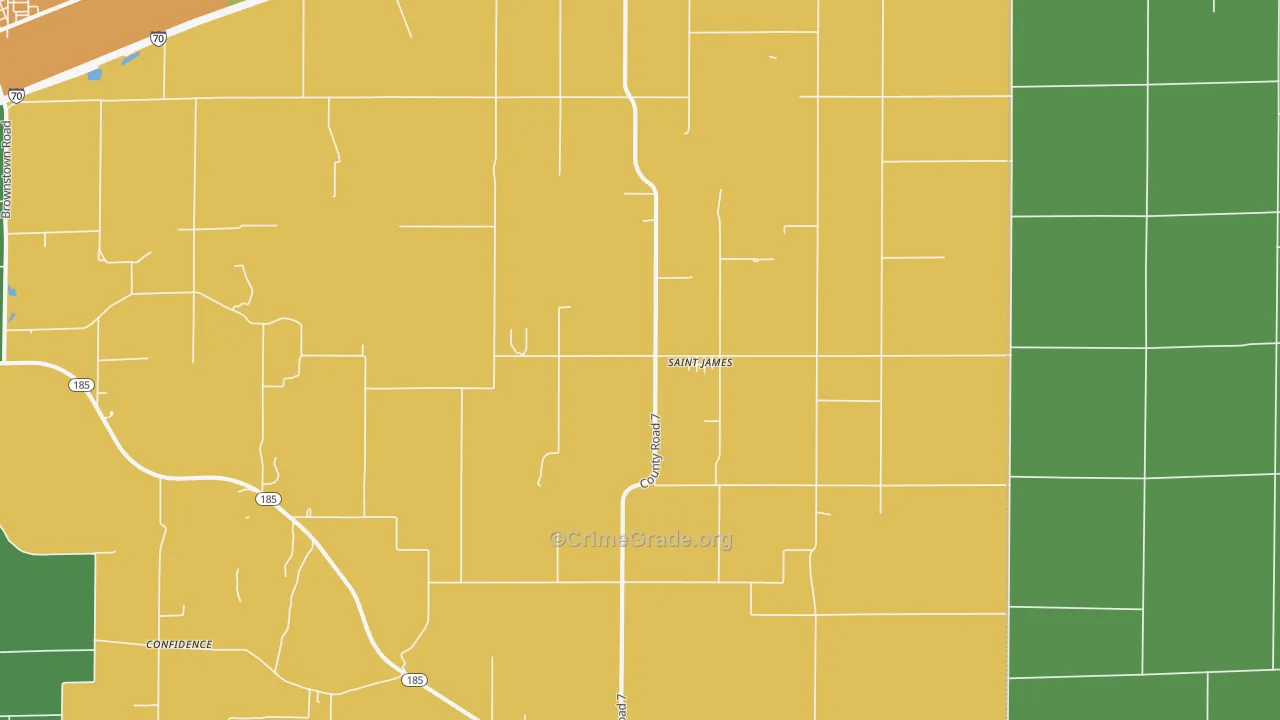 St. James, IL Map of Robbery Rates