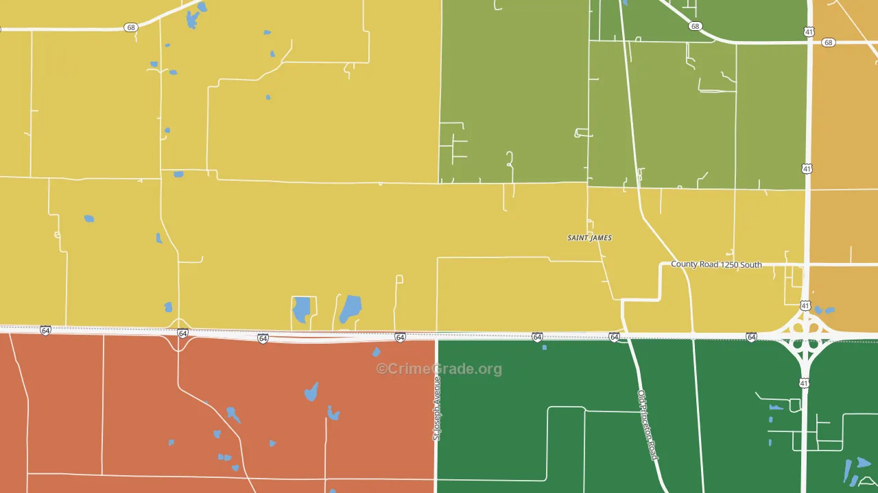 St. James, IN Map of Robbery Rates