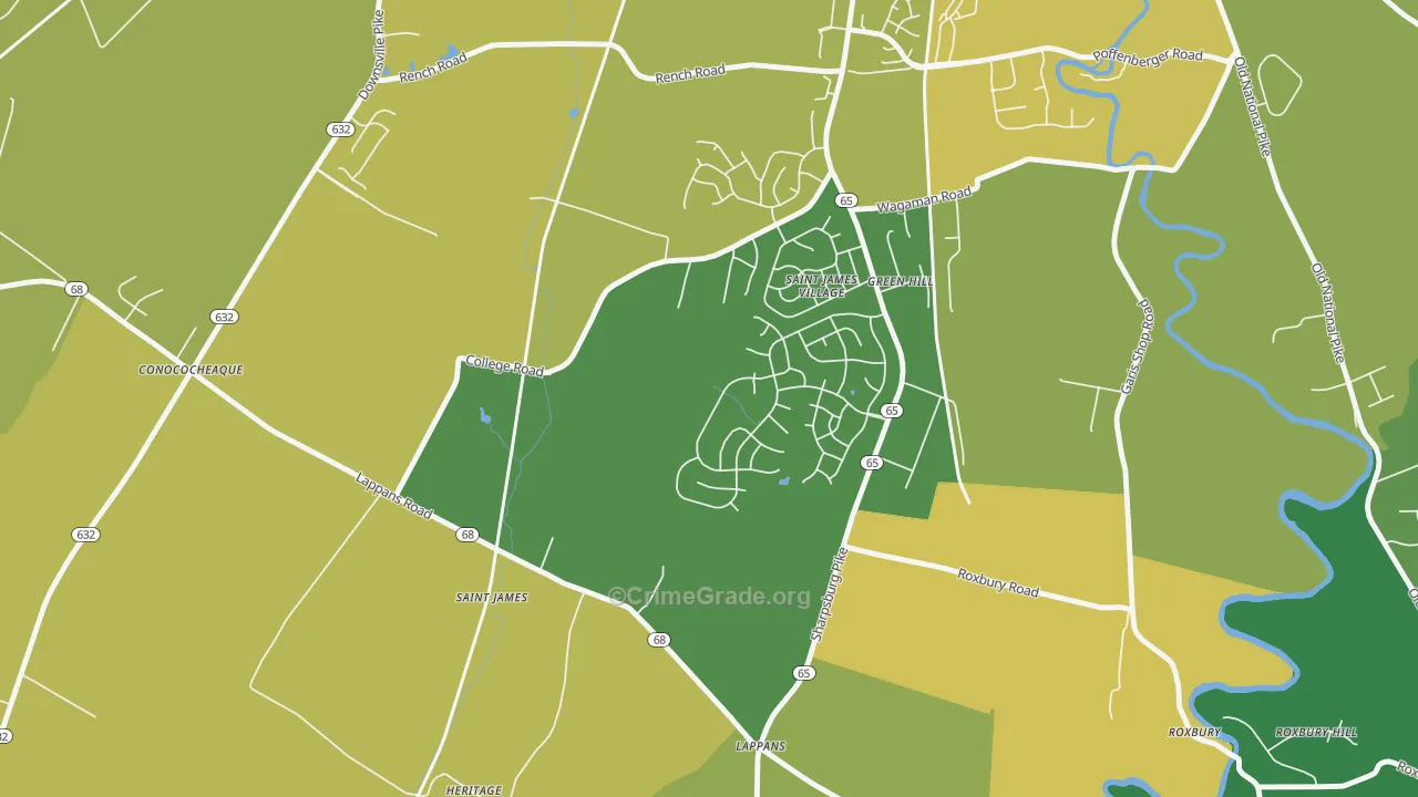 St. James, MD Map of Robbery Rates