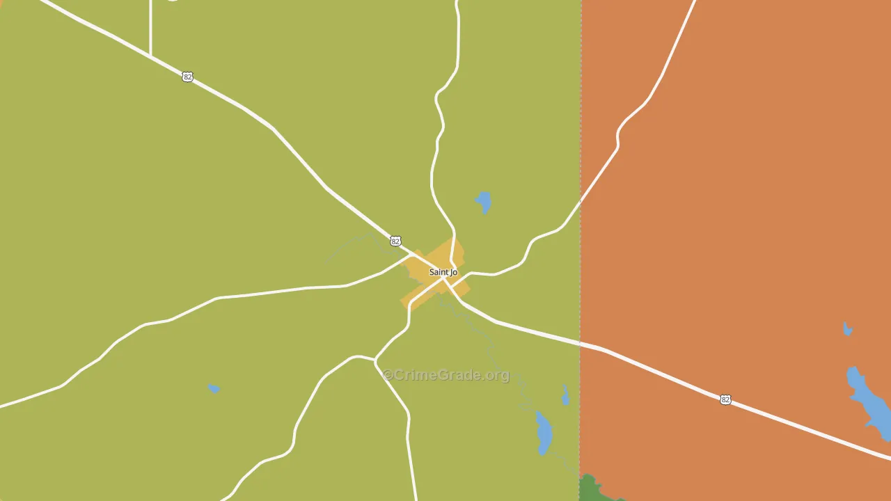 St. Jo, TX Map of Robbery Rates