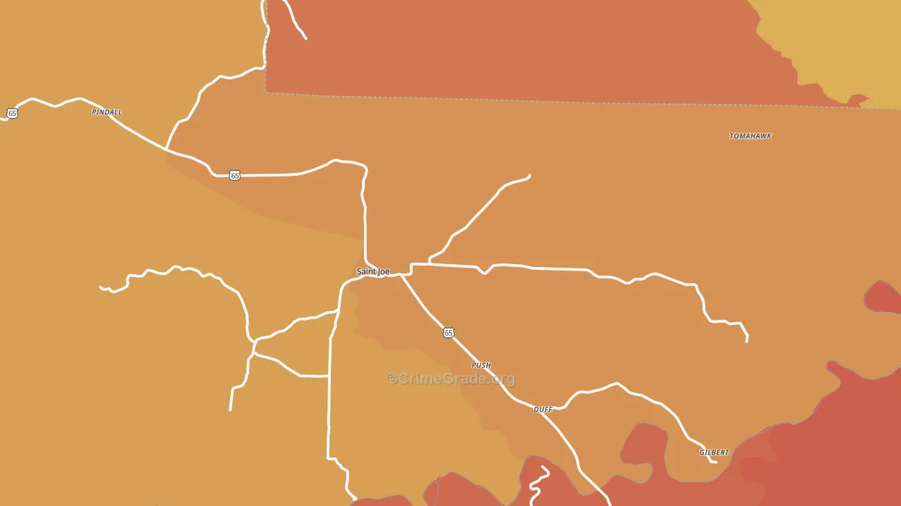 St. Joe, AR Map of Robbery Rates