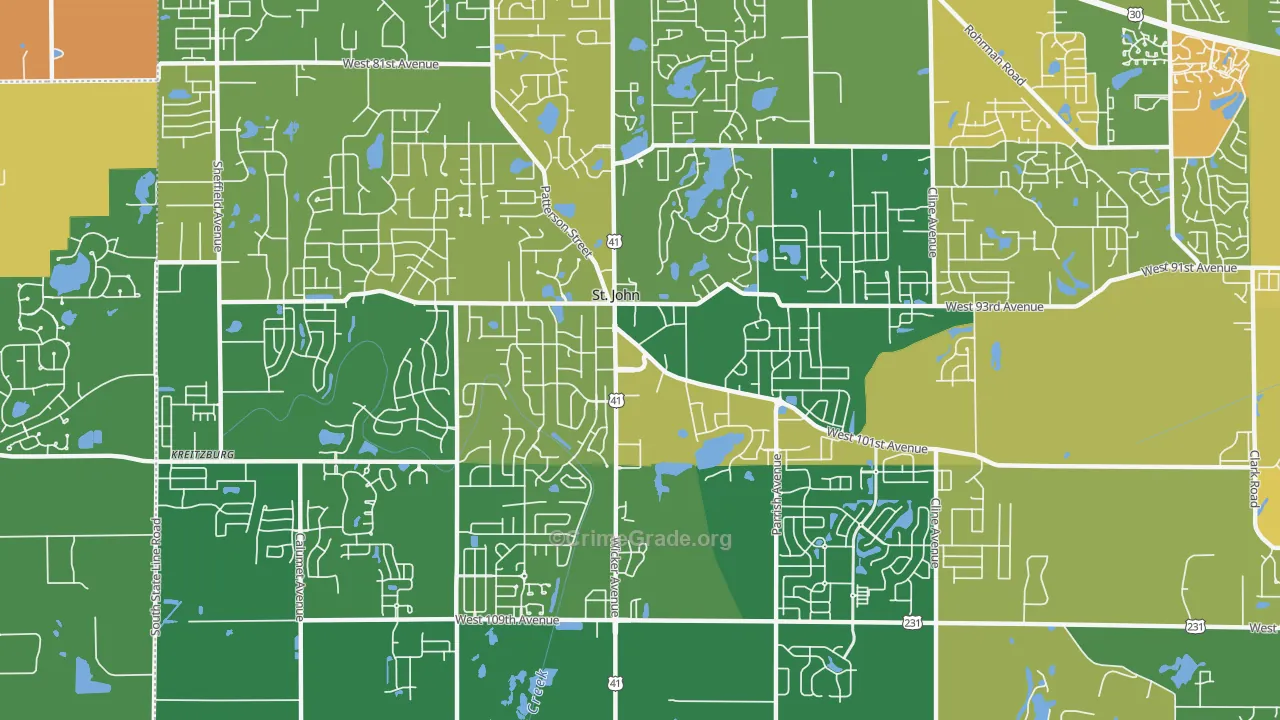 St. John, IN Map of Robbery Rates