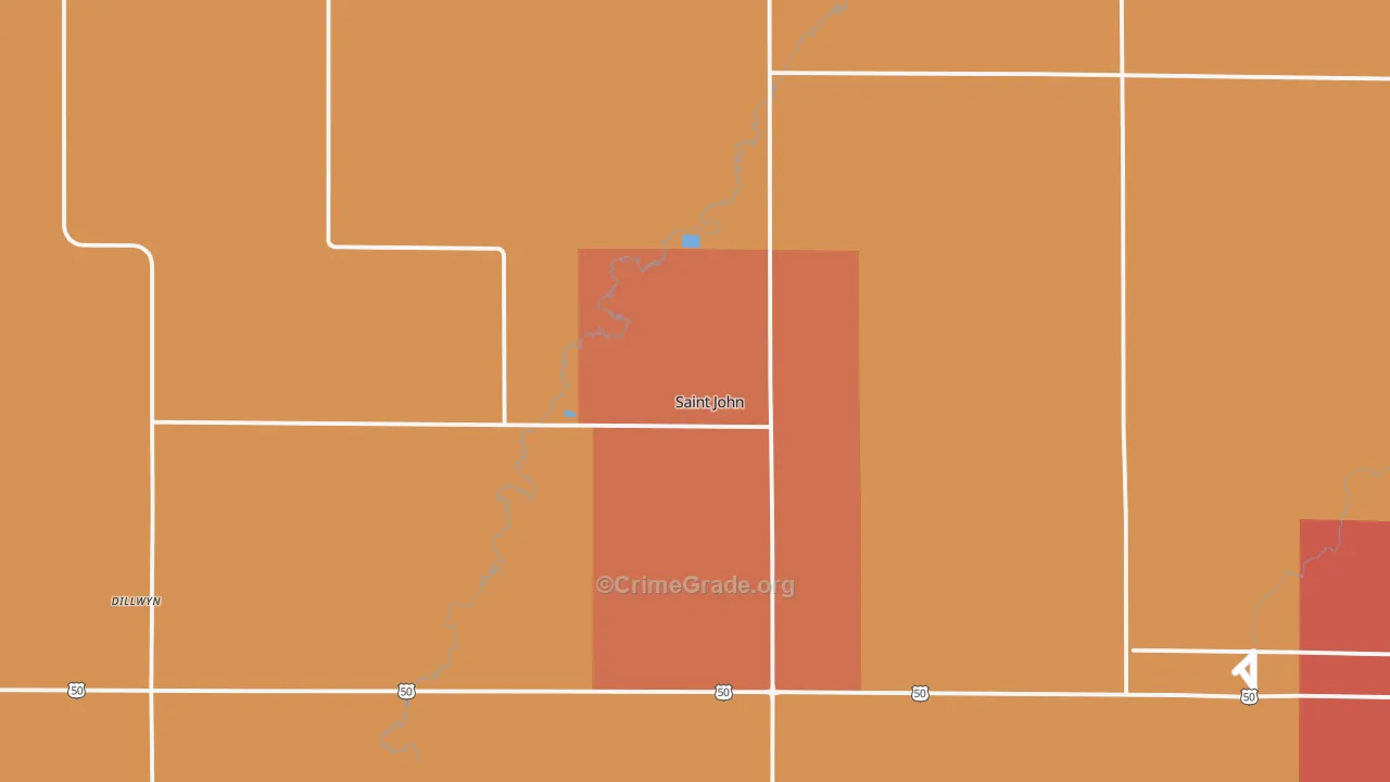 St. John, KS Map of Robbery Rates