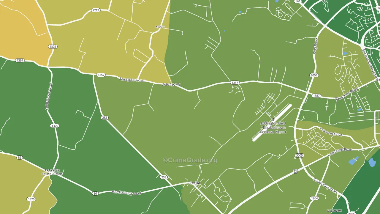 St. John, KY Map of Robbery Rates
