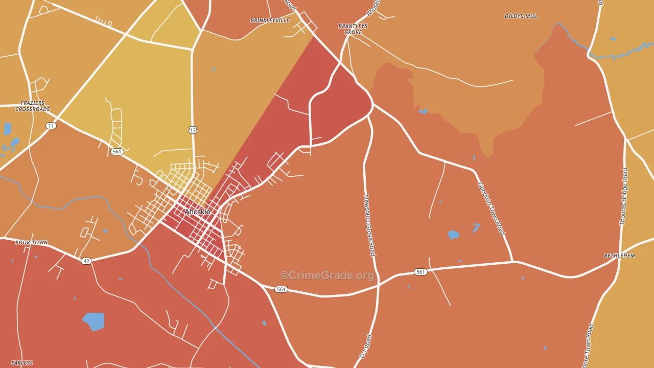 St. John, NC Map of Robbery Rates