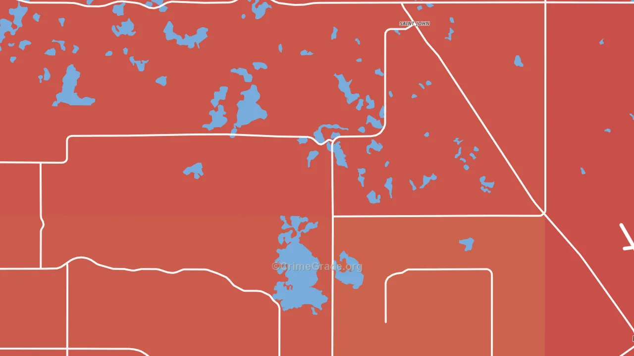 St. John, ND Map of Robbery Rates