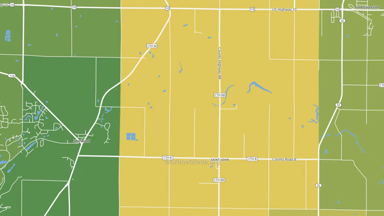 St. John, WI Map of Robbery Rates