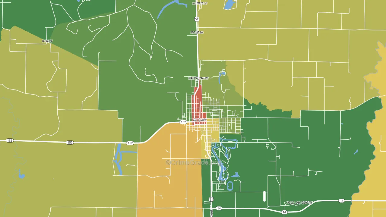 St. Johns, IL Map of Robbery Rates