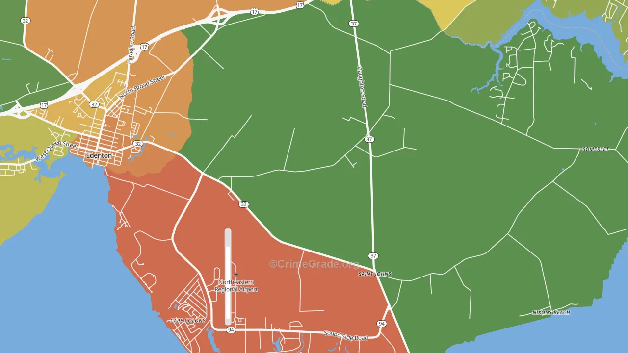 St. Johns, NC Map of Robbery Rates