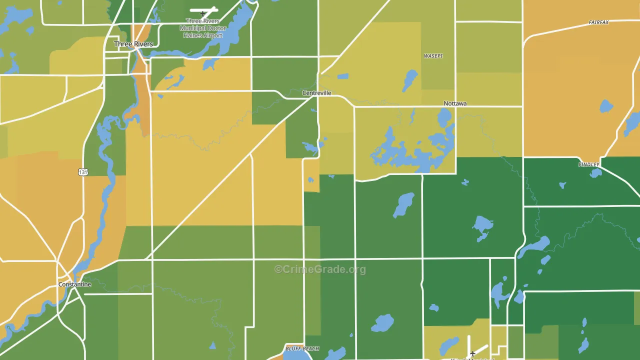 St. Joseph County, MI Map of Robbery Rates