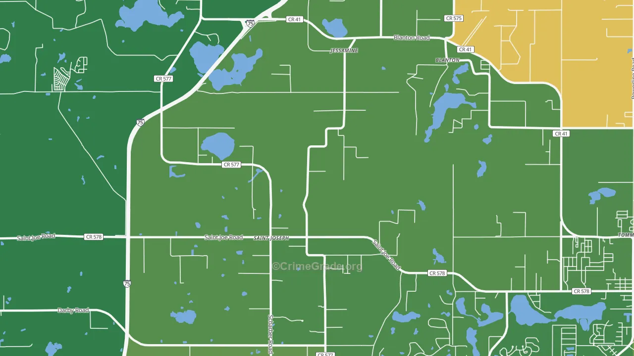 St. Joseph, FL Map of Robbery Rates