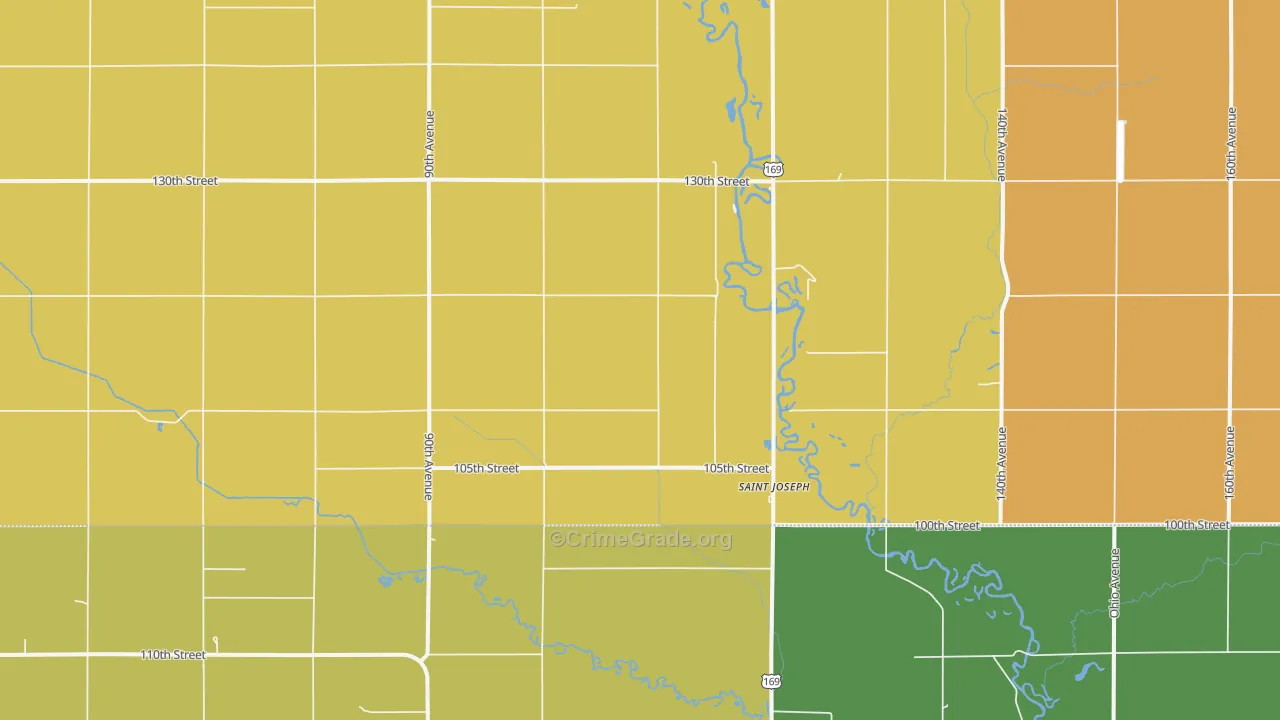 St. Joseph, IA Map of Robbery Rates