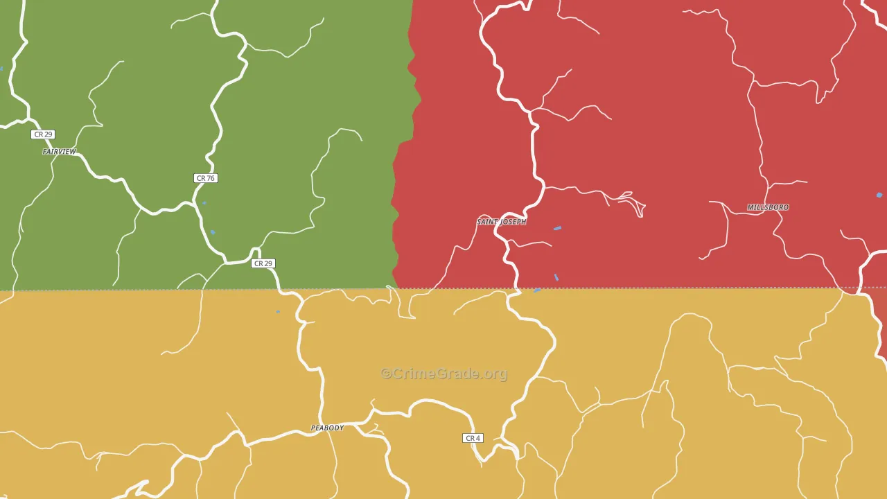 St. Joseph, WV Map of Robbery Rates