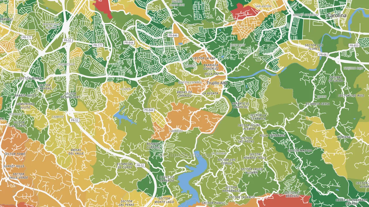 St. Just, PR Map of Robbery Rates