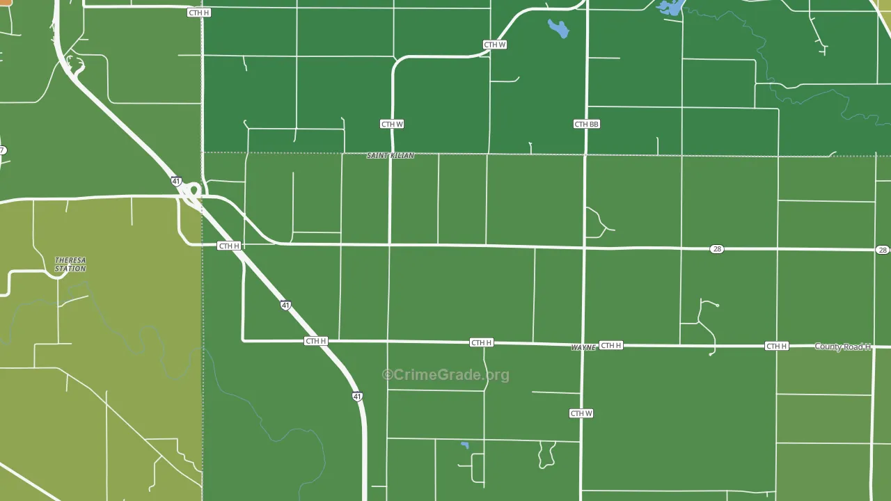 St. Kilian, WI Map of Robbery Rates